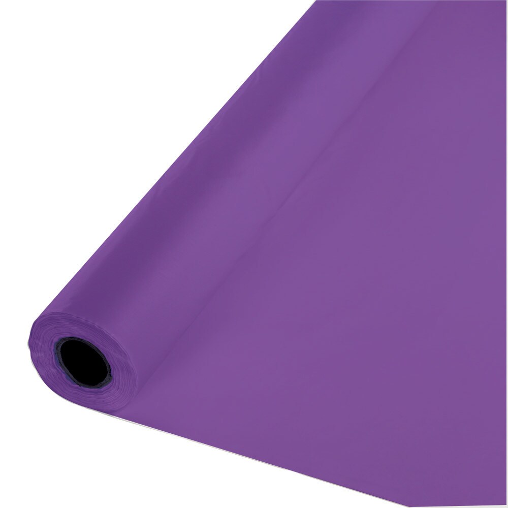 Party Central 100' Amethyst Purple Solid Disposable Banquet Party Table ...
