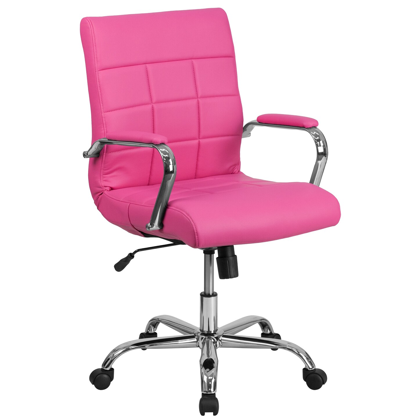Flash Furniture 40&#x22; Pink and Silver Mid-Back Executive Swivel Office Chair with Dual Wheel Casters