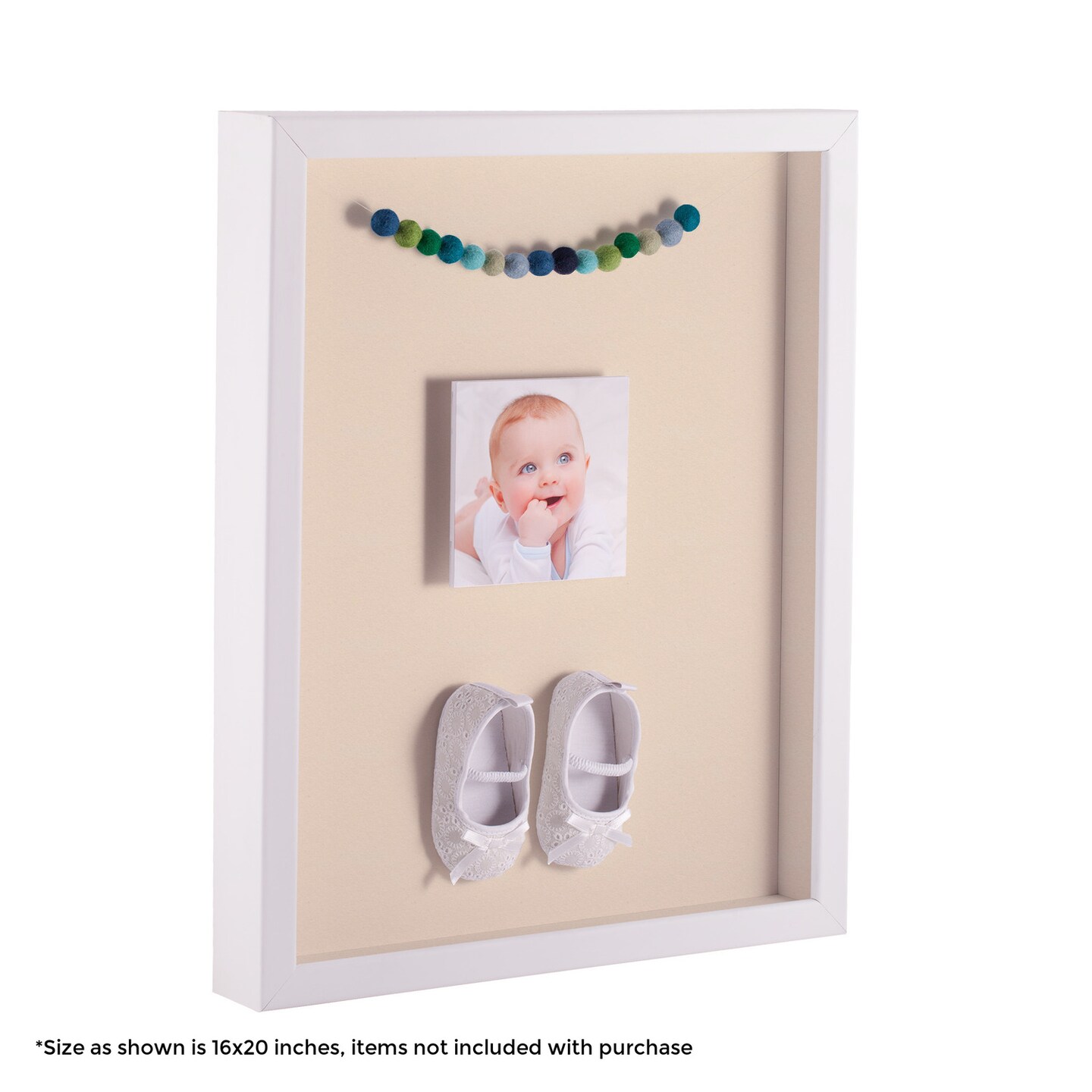 ArtToFrames 14x14 Inch Shadow Box Picture Frame, with a Satin White 1.00" Wide Shadowbox frame and Super White Mat Backing (4655)
