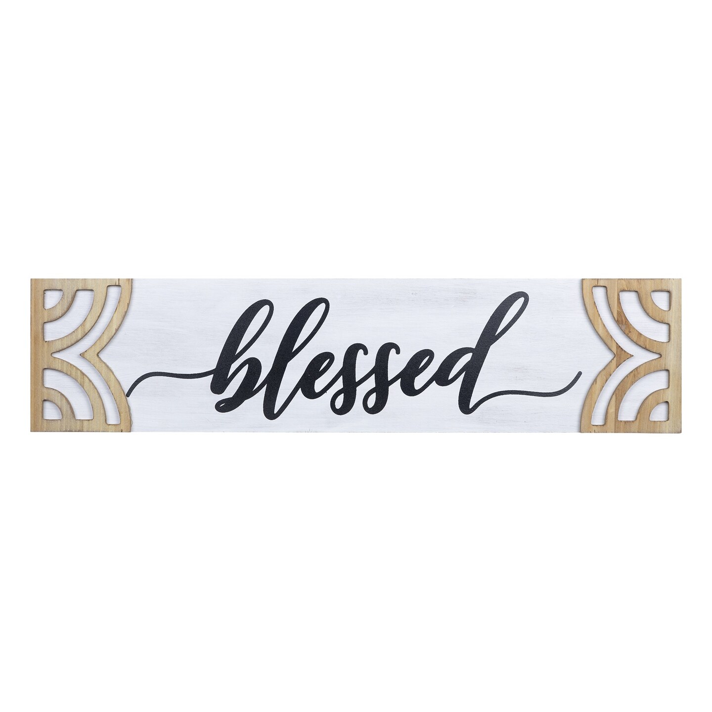 Contemporary Home Living 20" White and Brown Farmhouse "Blessed" Rectangular Wall Design