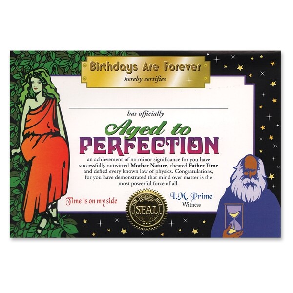 Beistle Pack of 6 &#x27;&#x27;Aged To Perfection&#x27;&#x27; Certificates 5&#x27;&#x27; x 7&#x27;&#x27;