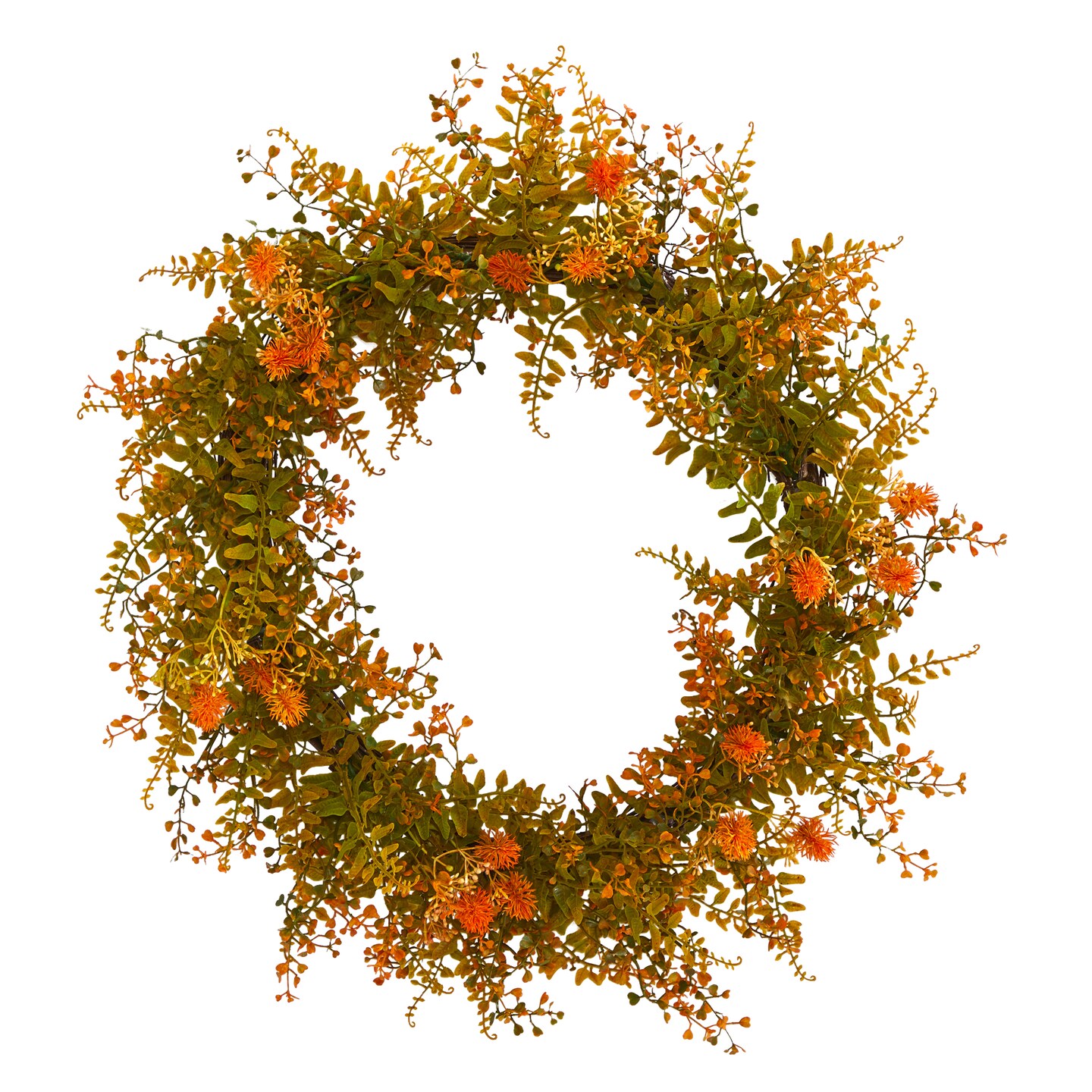 Nearly Natural Artificial Autumn Fern Wreath, 21Inch Michaels
