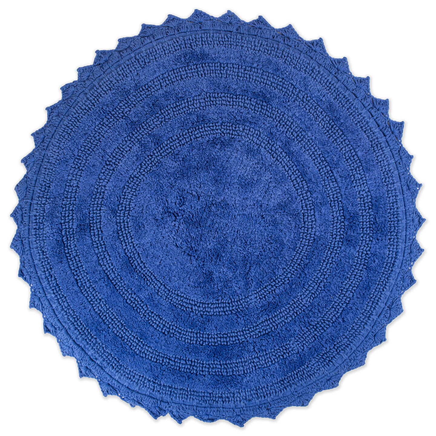 Contemporary Home Living 27.5&#x22; Blue Round Crochet Bath Mat