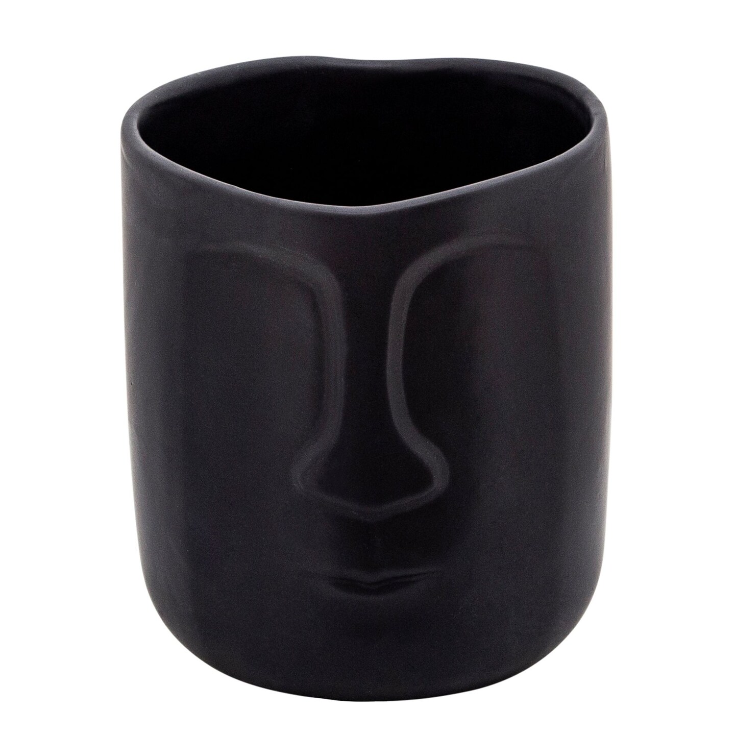 Kingston Living Solid Finish Ceramic Face Design Planter - 8&#x22; - Black