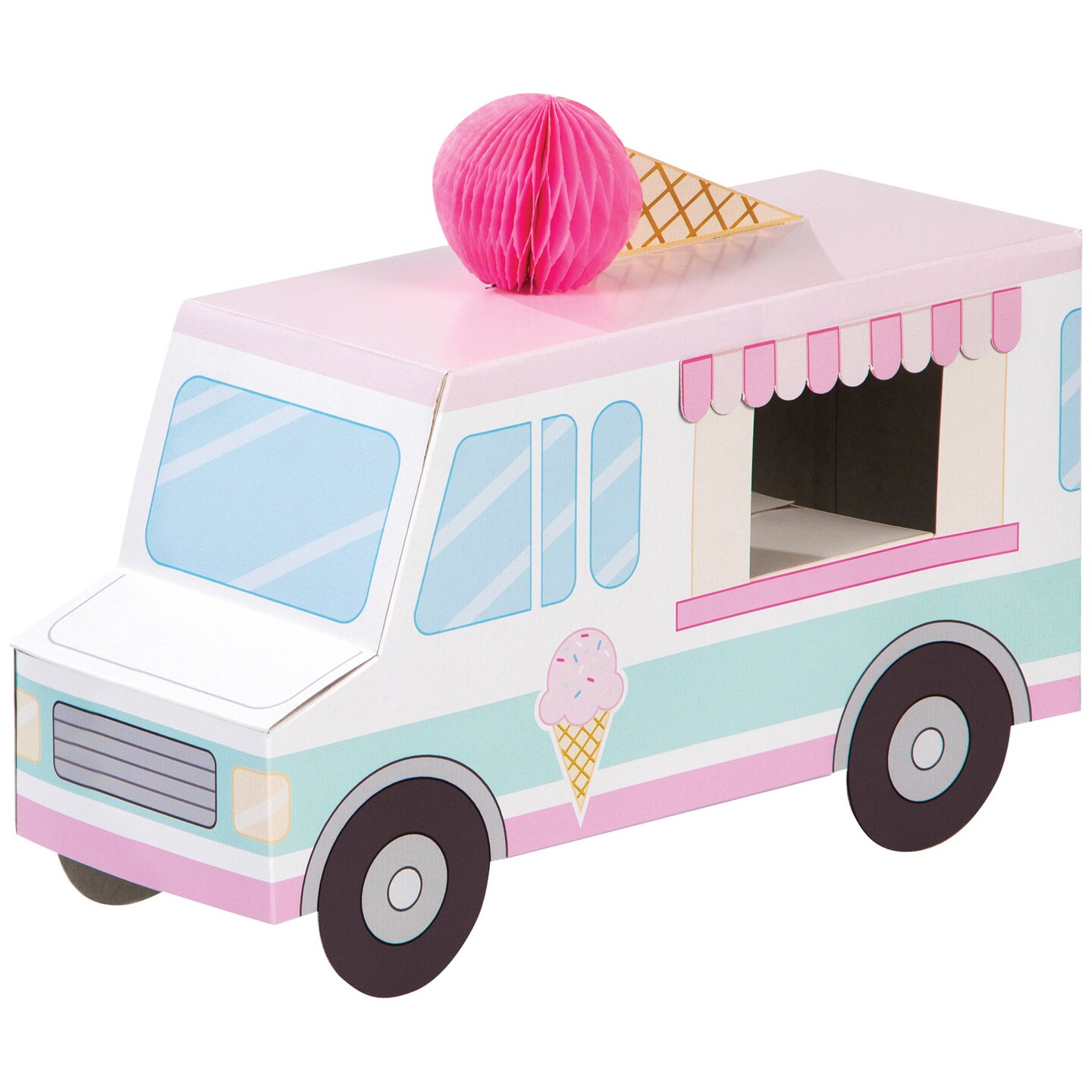 Party Central Pack of 6 Pink and Blue Ice Cream Truck Party Table Centerpieces 9.25&#x22;