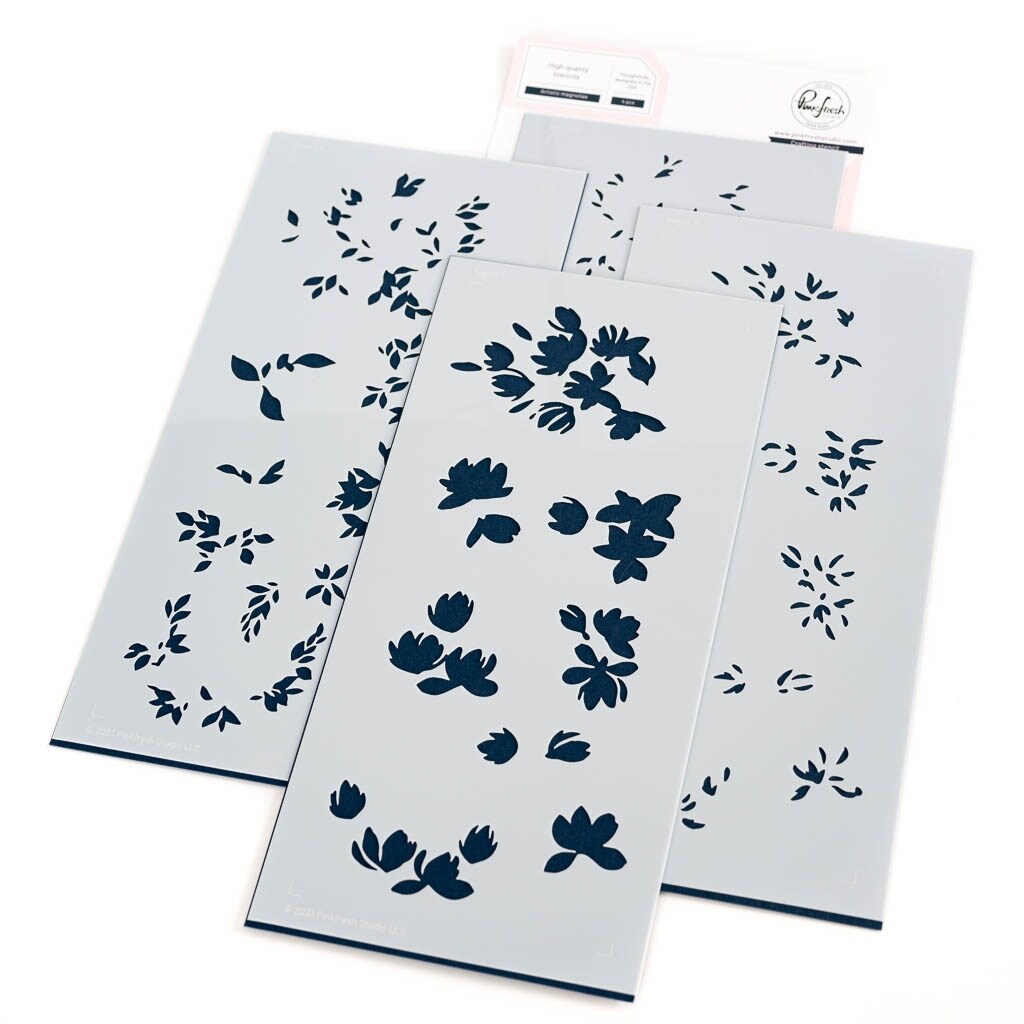 Pinkfresh Studio Stencils 4"X9" 4/Pkg-Artistic Magnolias Layering | Michaels