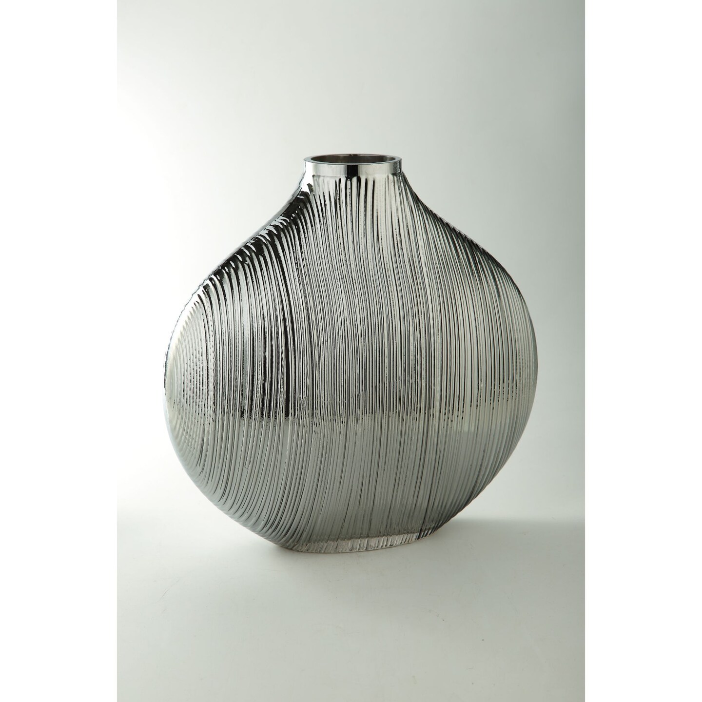 CC Home Furnishings 14&#x22; Silver Oval Hand Blown Glass Vase