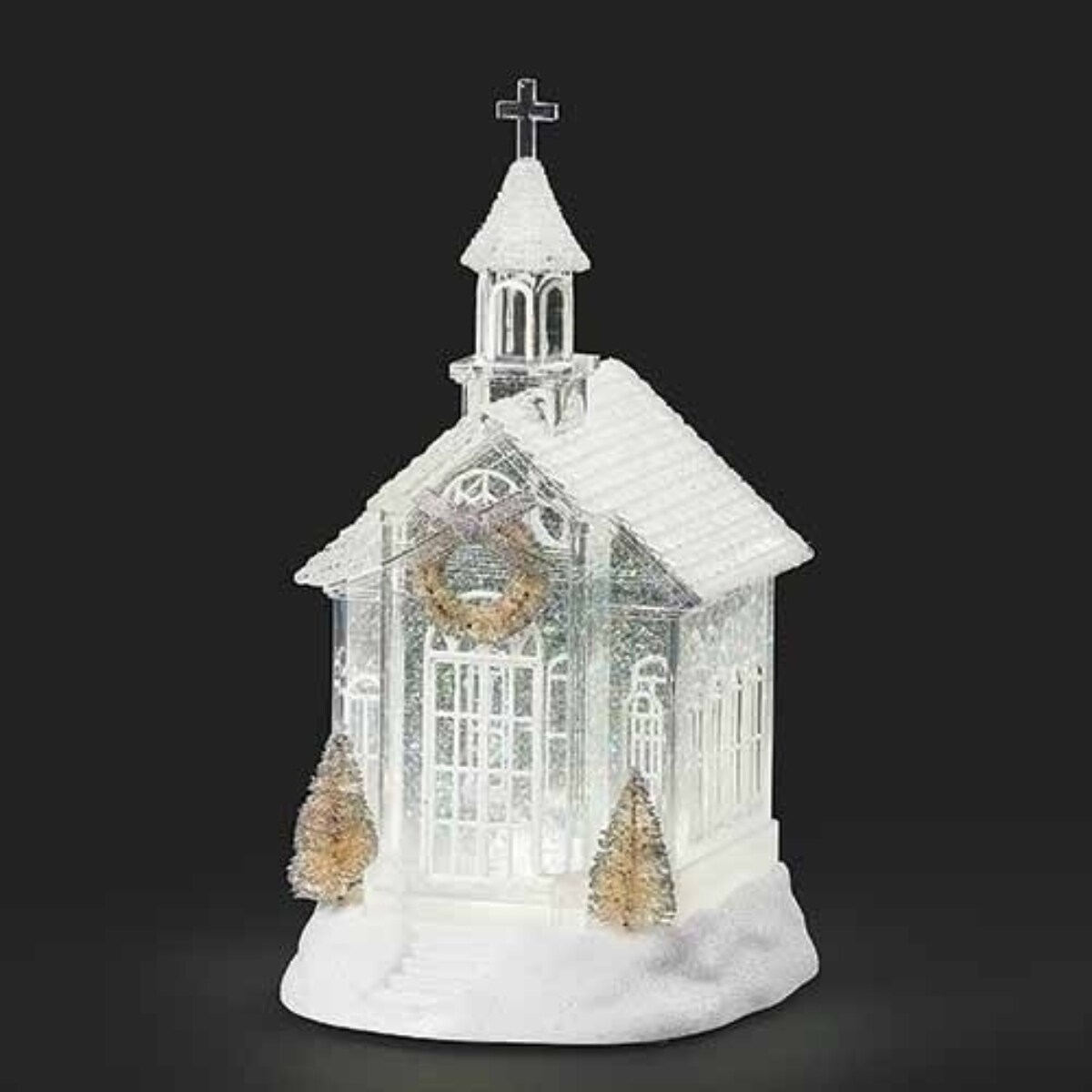 Roman 10.25&#x22; White and Gold LED Swirl Church Christmas Tabletop Decor