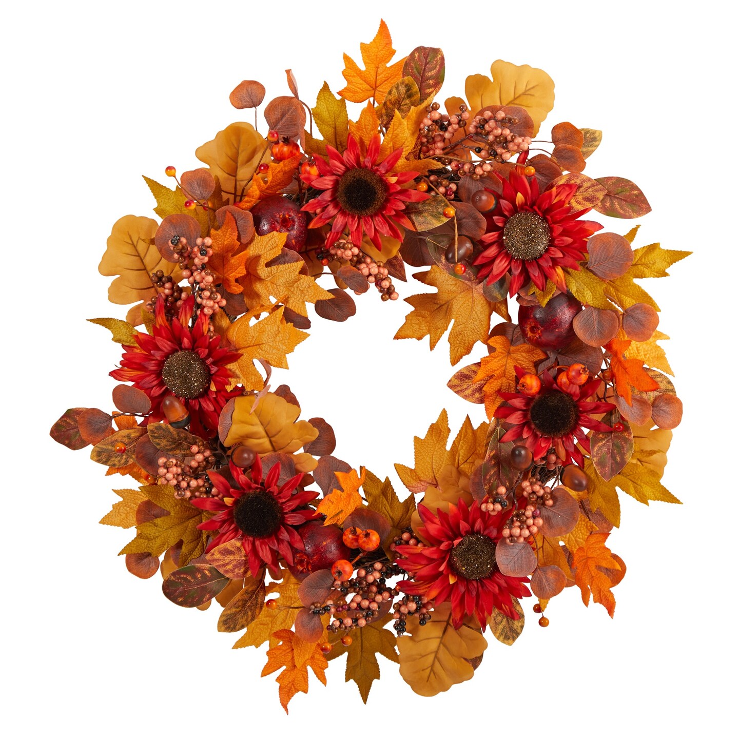 Nearly Natural Acorn, Sunflower and Berries Artificial Fall Harvest ...