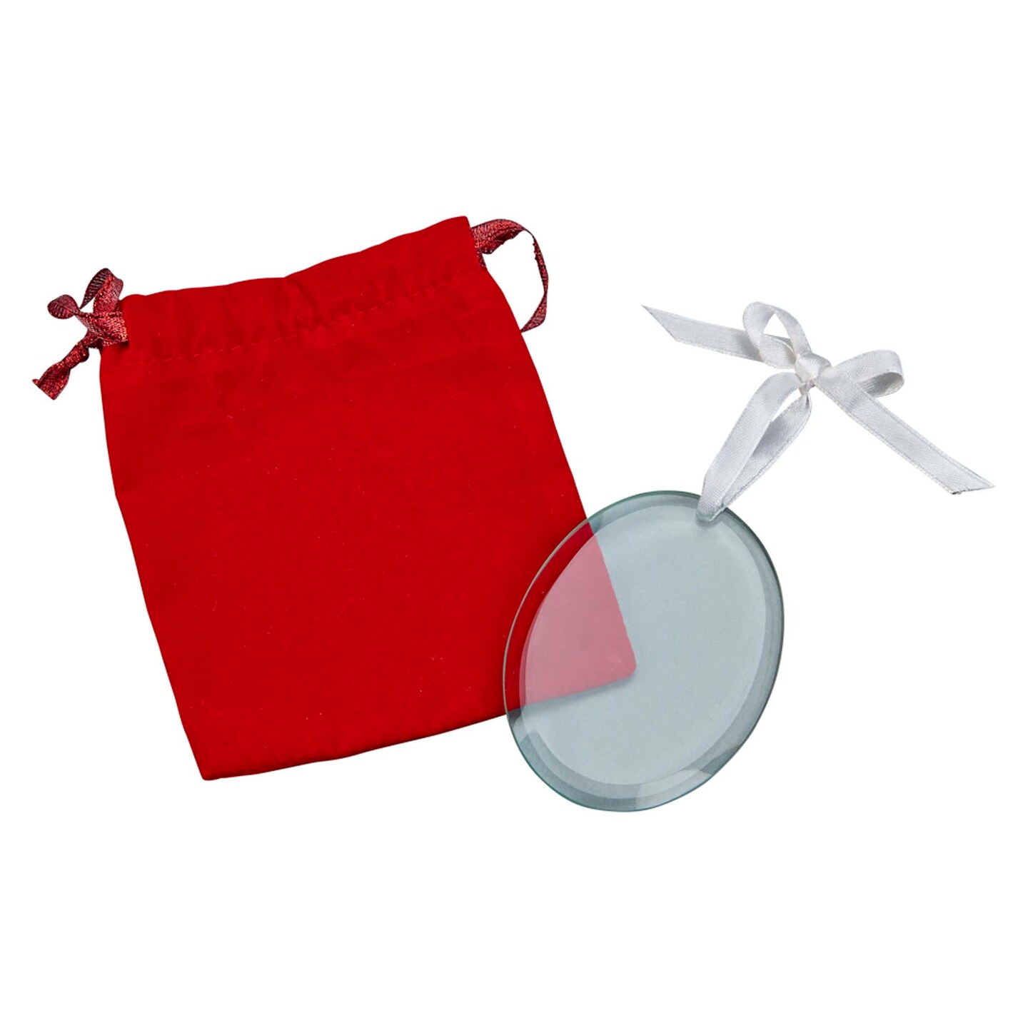 Contemporary Home Living 3.25&#x22; x 2.25&#x22; Clear Oval Ornament with White Satin Ribbon