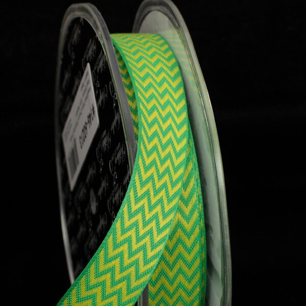 The Ribbon People Green and Yellow Chevron Wired Craft Ribbon 0.75&#x22; x 108 Yards