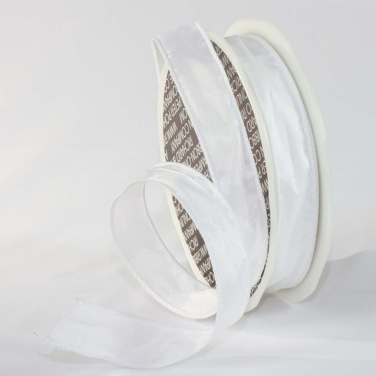 The Ribbon People Classic White Crinkled Satin Wired Craft Ribbon 1&#x22; x 54 Yards