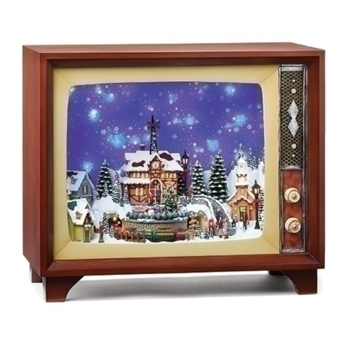 Roman 17&#x22; LED Lighted TV Train Musical Christmas Tabletop Decoration
