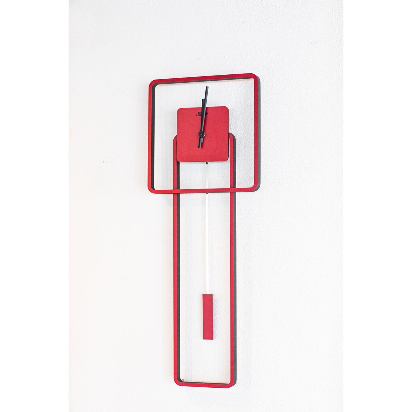 Hermle 27&#x22; Black and Red Modern Pendulum Wall Clock