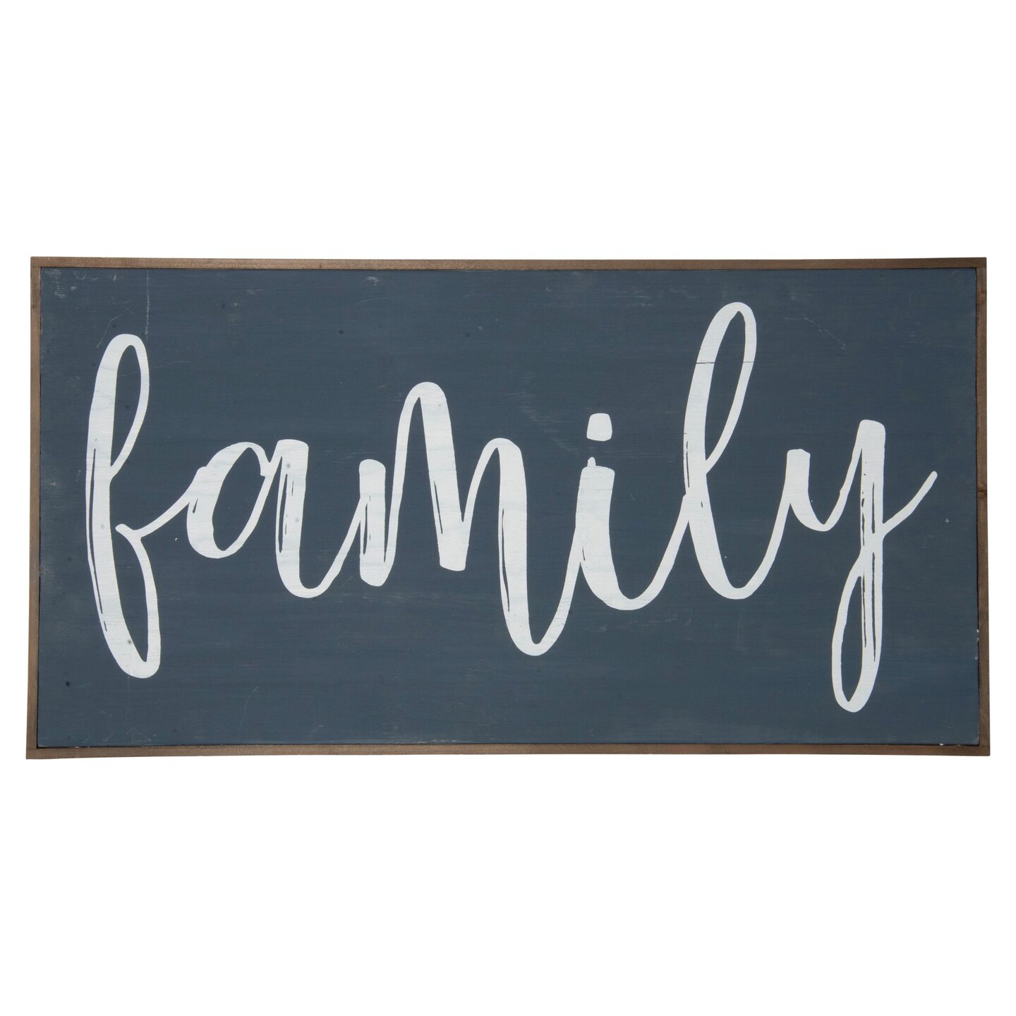 Creative Design 31.5" Blue and White "Family" Antique Rectangular Wall Sign