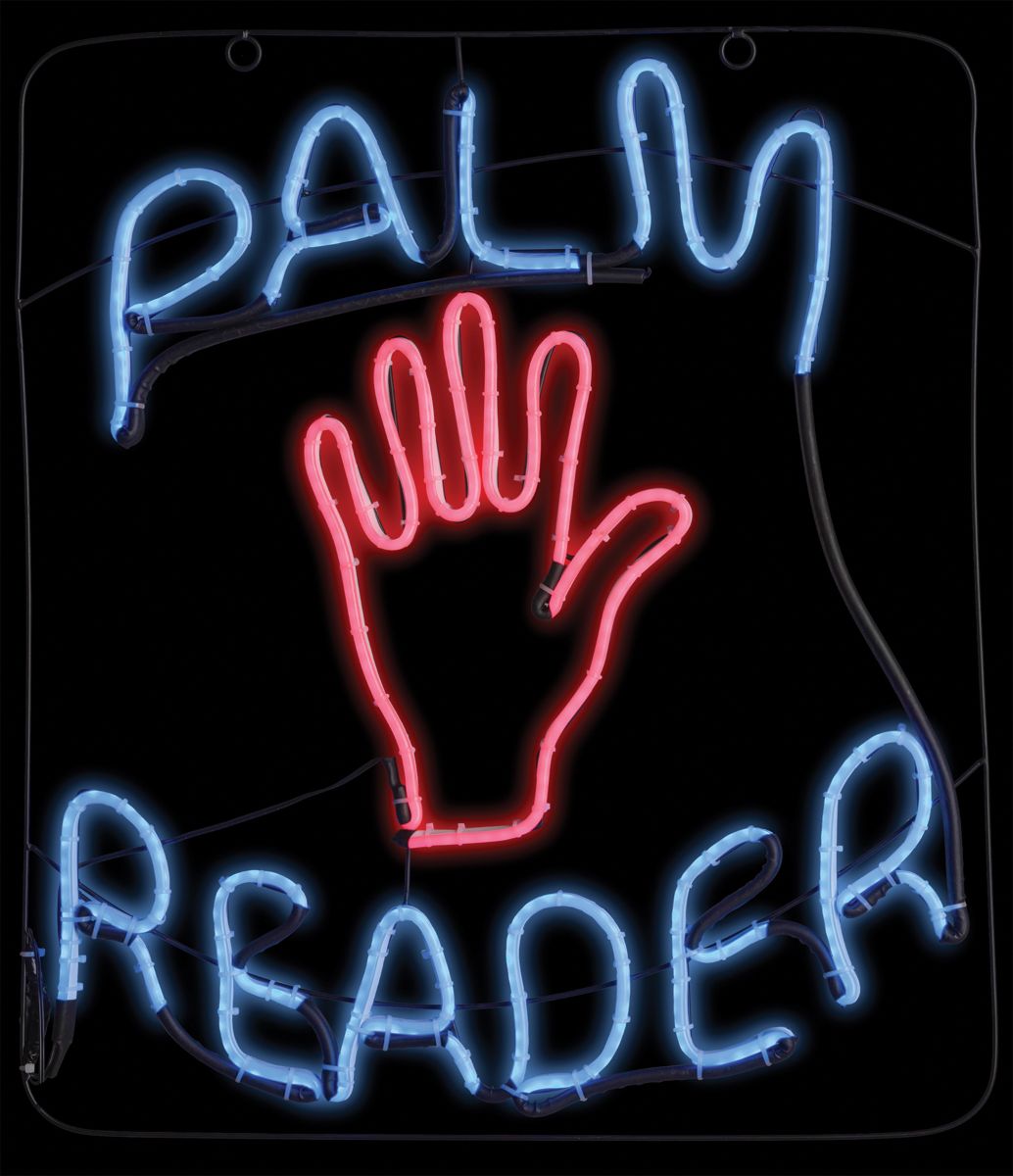 The Costume Center LED Neon Lighted Palm Reader Wall Sign - 24" - Blue and Pink