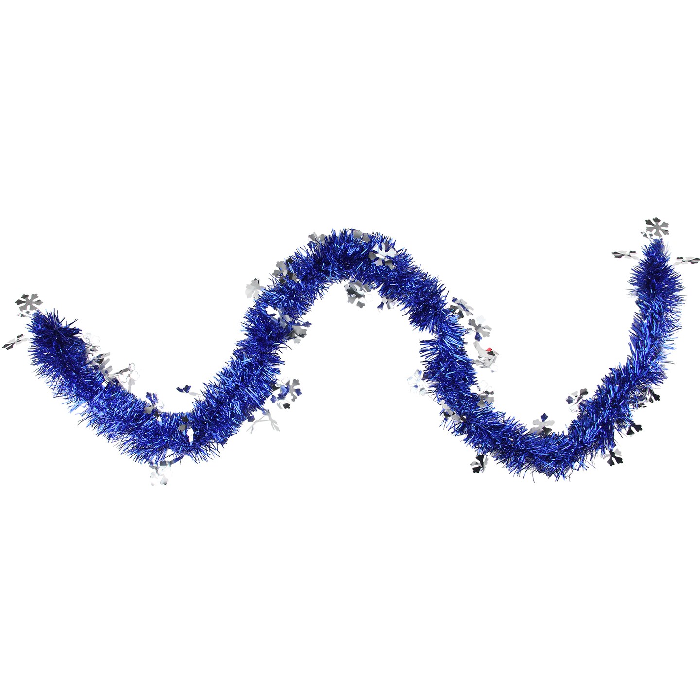 Northlight Commercial Christmas Tinsel Snowflake Garland - 50&#x22; x 2.75&#x27; - Lavish Blue and Silver - Unlit