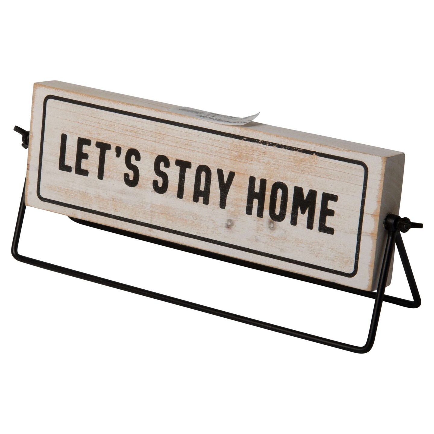 Creative Design 12.5&#x22; White and Black &#x22;Let Eat Out&#x22; Antique Rectangular Swivel Tabletop Sign