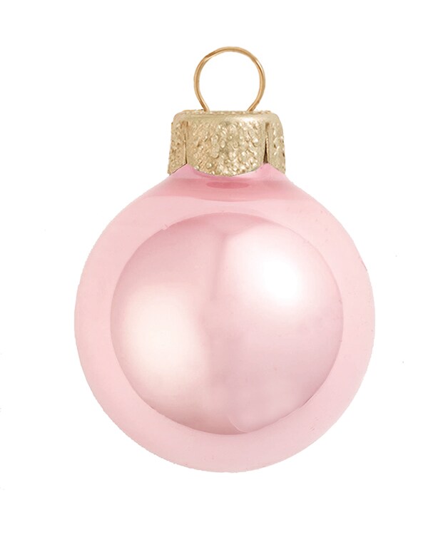 Whitehurst Pearl Finish Glass Christmas Ball Ornaments - 4.75&#x22; (120mm) - Pale Pink - 4ct