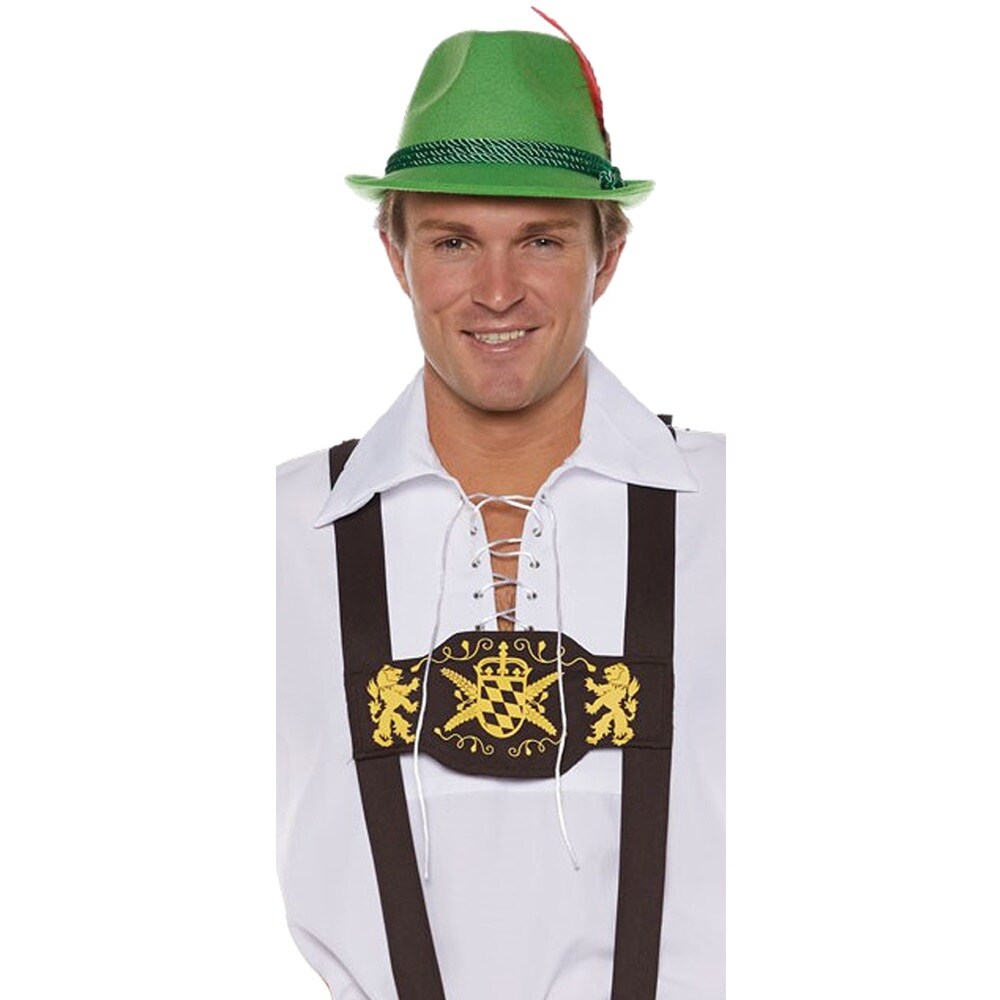 The Costume Center Brown and Yellow Lederhosen Men Adult Halloween Suspenders Costume Accessory - One Size