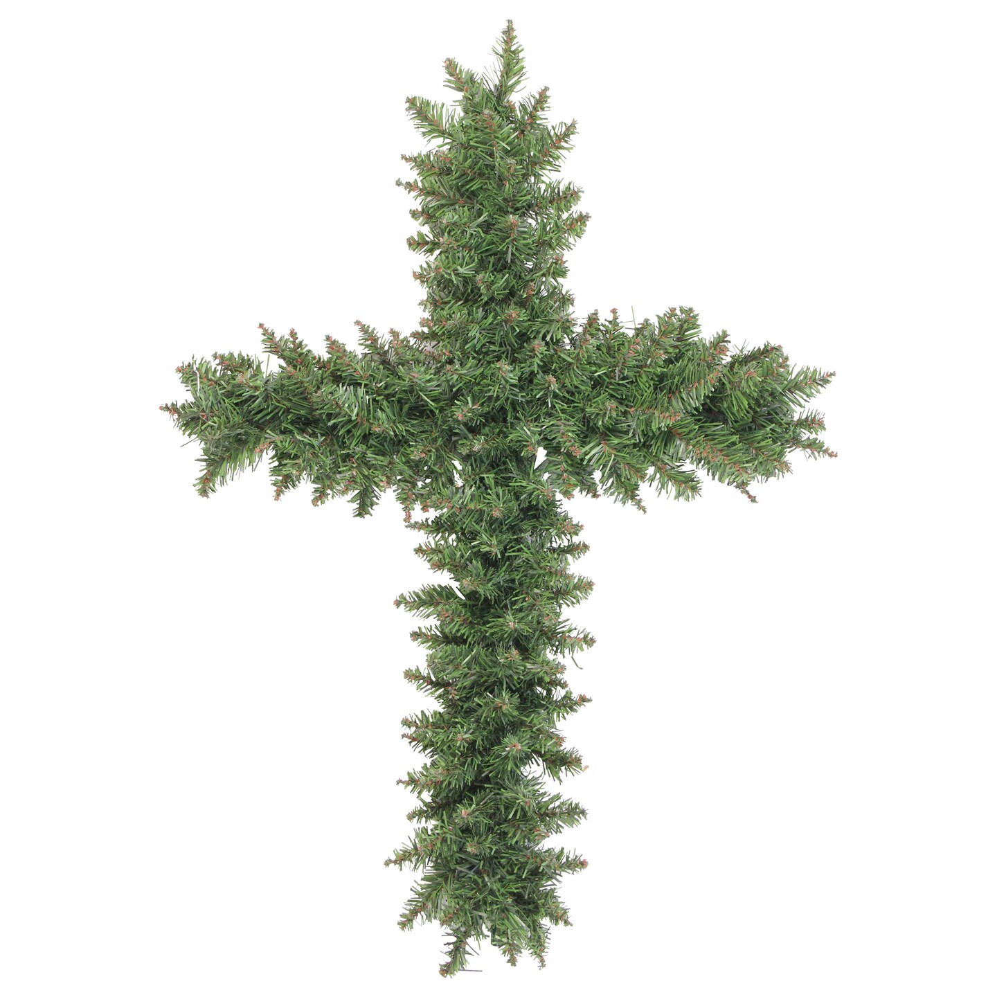 Northlight 22&#x22; Green Pine Artificial Cross Shape Wreath with Ground Stake - Unlit