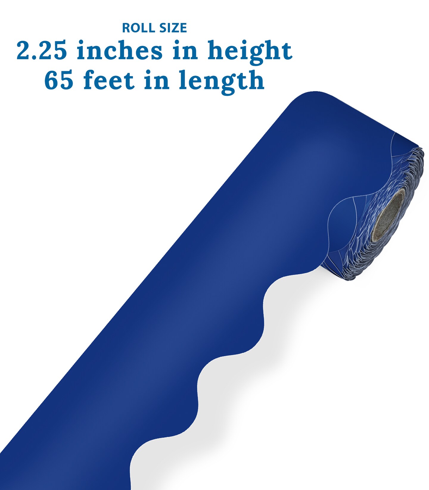 Carson Dellosa 65Ft of Navy Blue Bulletin Board Borders, 1 Roll of Scalloped Trim for Rolling Whiteboard, Cork and Posterboard, Patriotic Decorations, Party, and Classroom Decor
