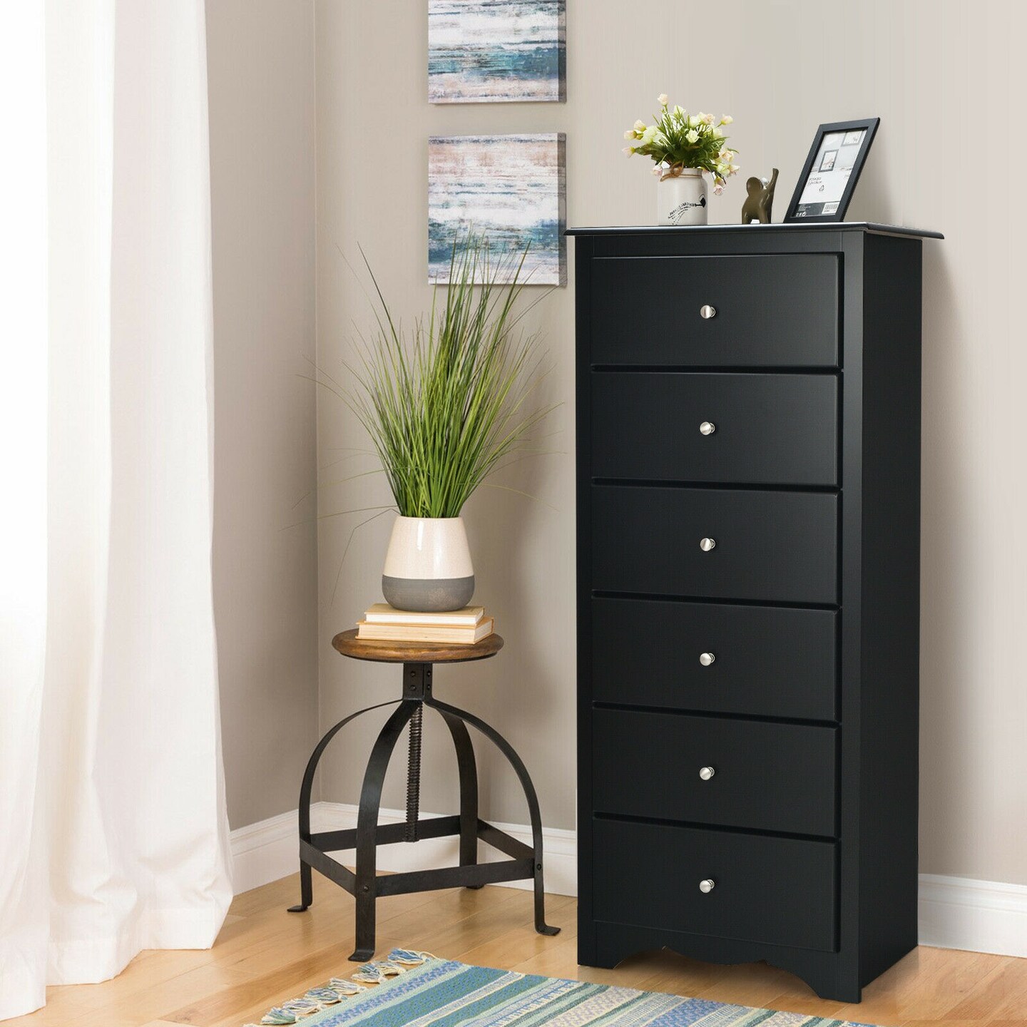 6 Drawers Chest Dresser Clothes Storage Bedroom Furniture Cabinet