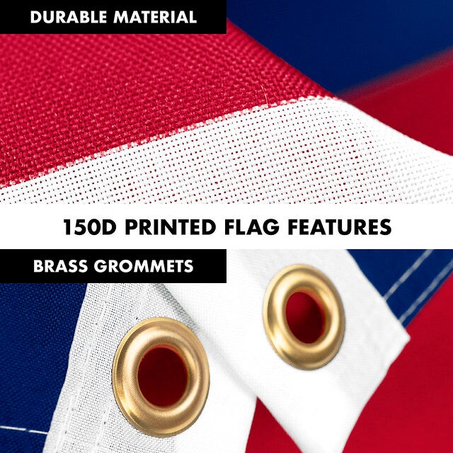 G128 Combo Pack: 6 Feet Tangle Free Spinning Flagpole (Silver) Texas TX State Flag 3x5 ft Printed 150D Brass Grommets (Flag Included) Aluminum Flag Pole