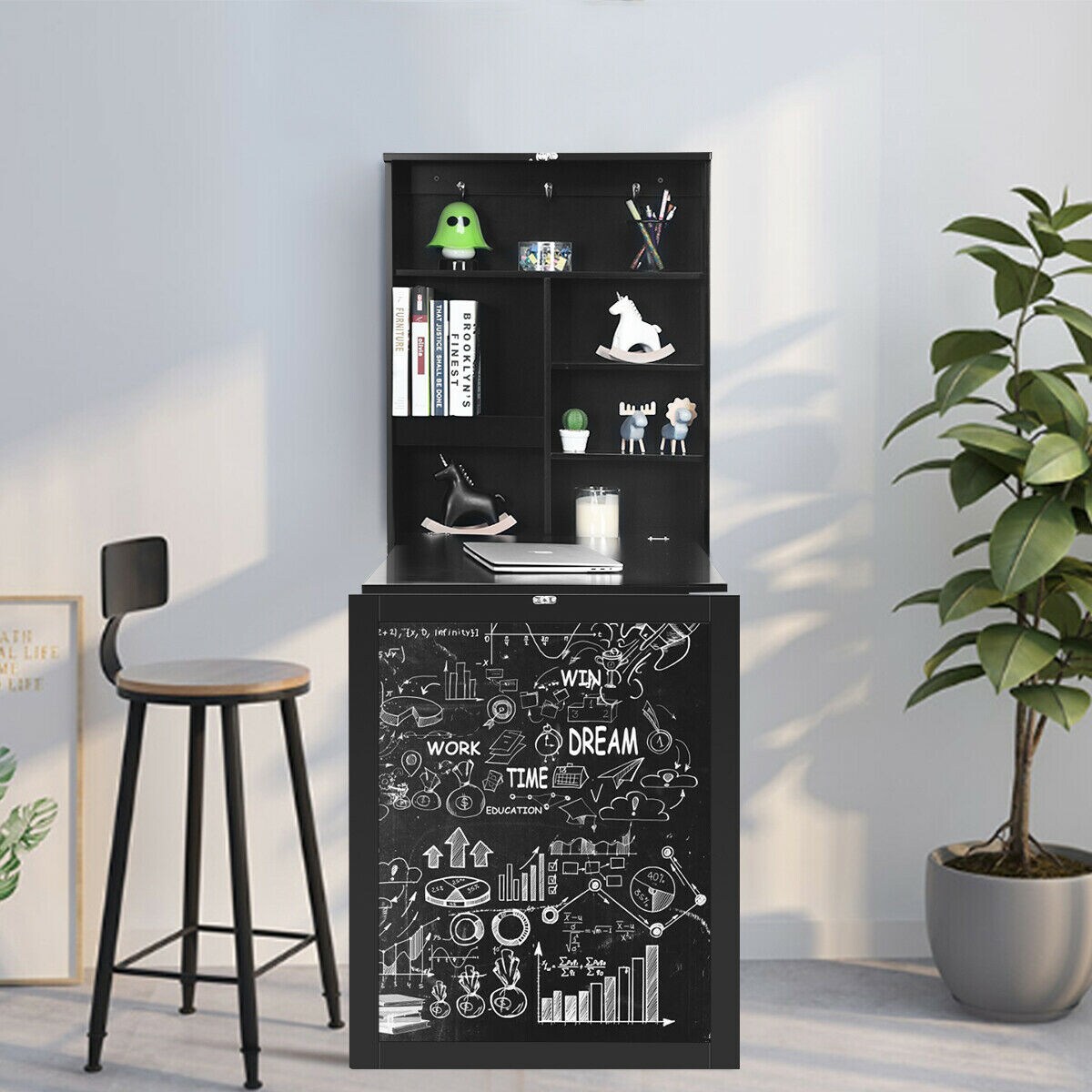 Convertible Wall Mounted Table with A Chalkboard