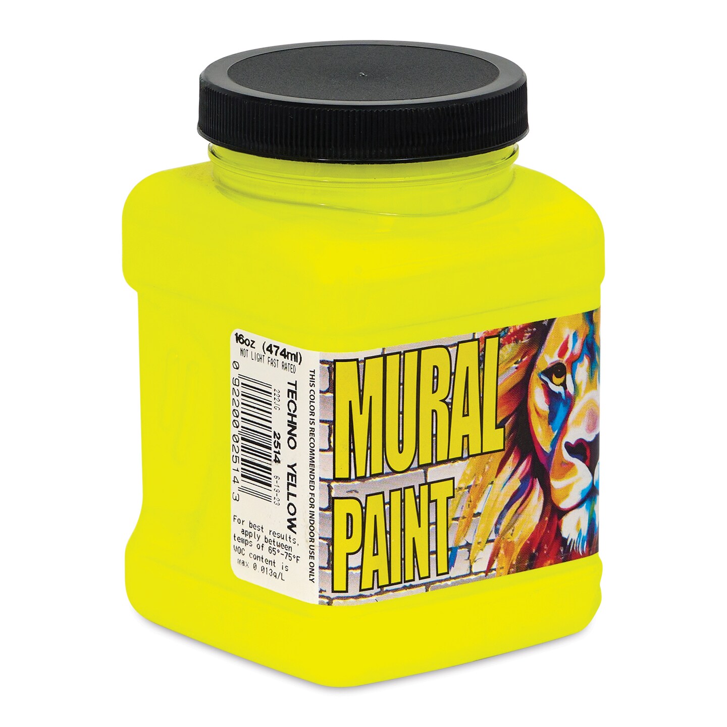 Chroma Acrylic Mural Paint - Techno Yellow, 16 oz Jar
