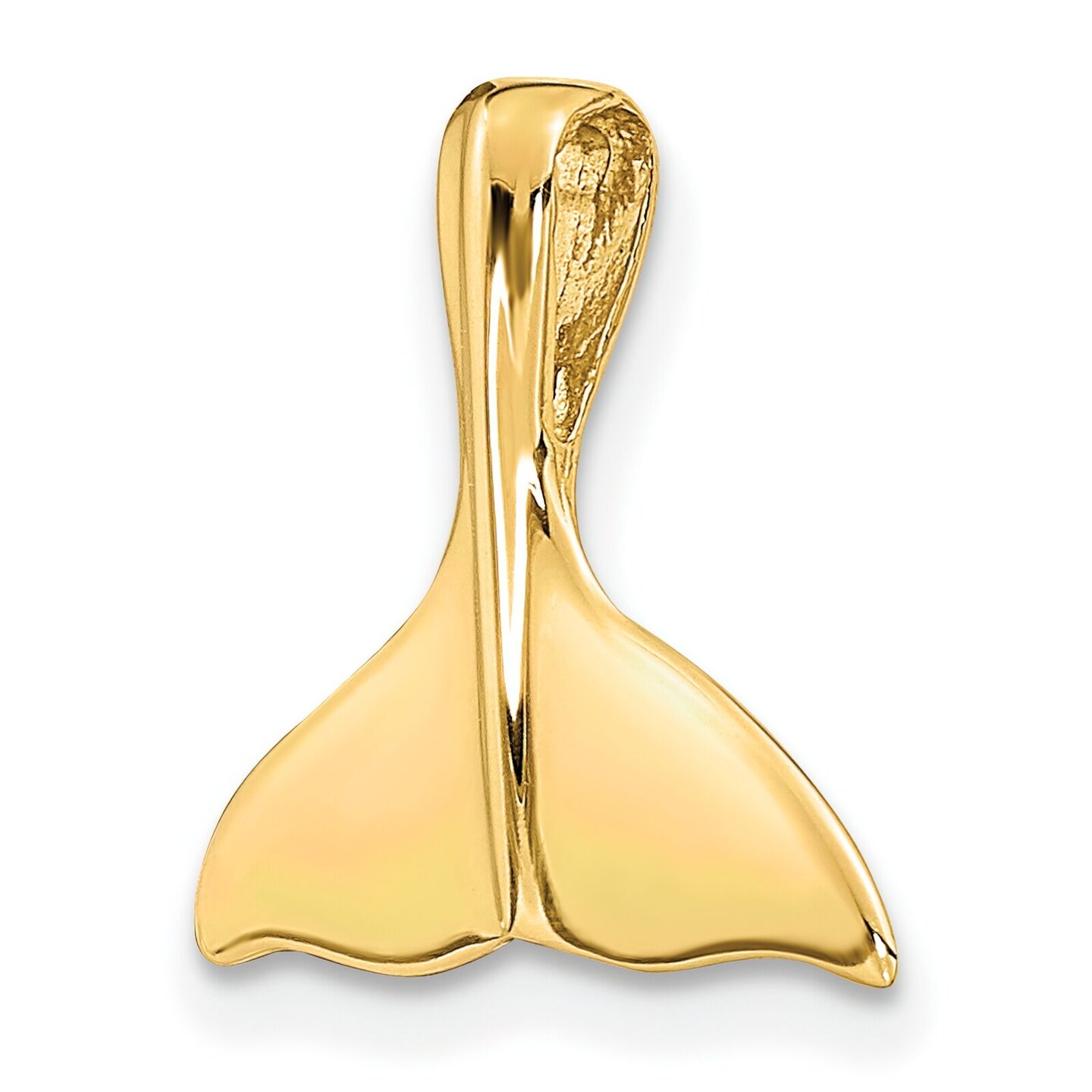 14K Gold Whale Tail Slide Pendant Charm Jewelry 15mm x 16mm