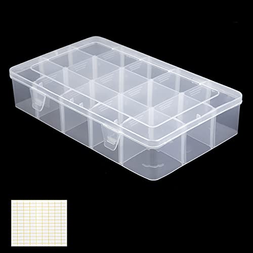 Snowkingdom Pack of 2 Transparent Plastic Grid Box Storage Organizer For  Display Collection with Adjustable Dividers - 36 Clear Grids -  10.8x7.0x1.8 Come with Letter Stickers : : Home