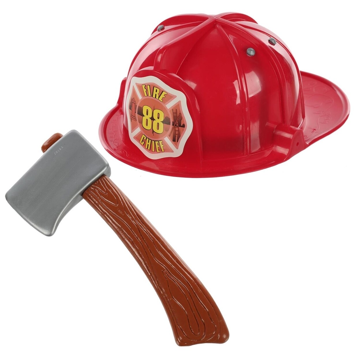 Seasons Brave Firefighter Helmet with Axe Pretend Dress-up Fireman Hero Play Set