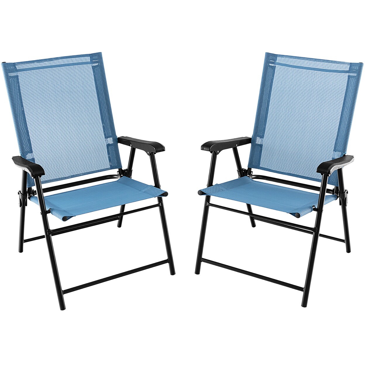 Set Of 2 Patio Folding Chairs Outdoor Portable Pack Lawn Chairs W/ Armrests