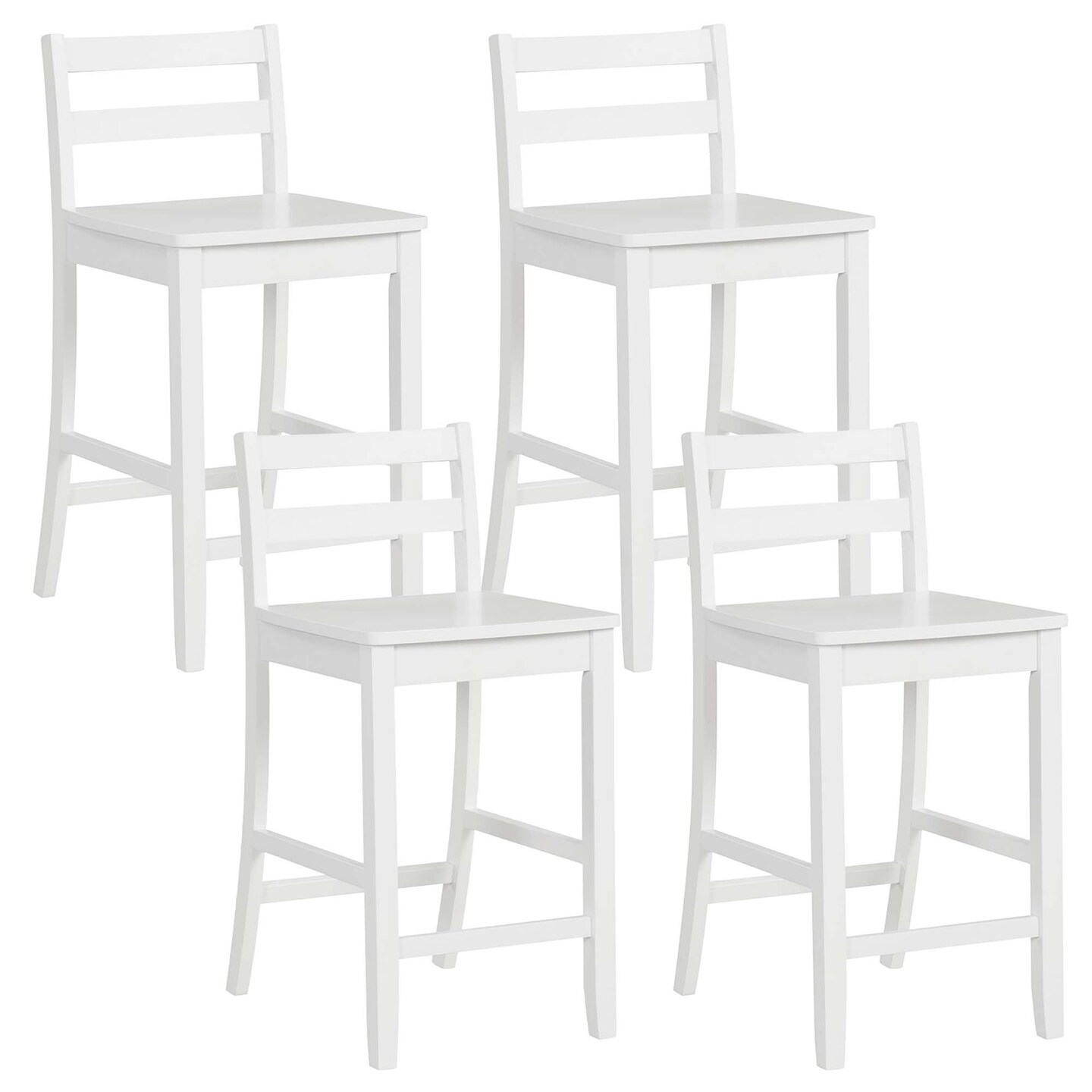 Costway 24-Inch Wooden Bar Stools Set of 4 with Ergonomic Backrest Counter Height Stools Black/White