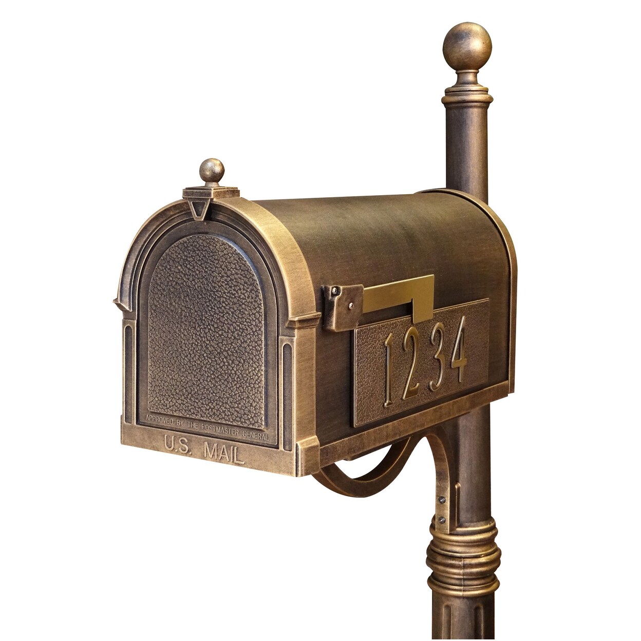 Special Lite Products SCB-1015-MP-BRZ Berkshire Curbside Mailbox with Side Numbers - Hand Rubbed Bronze