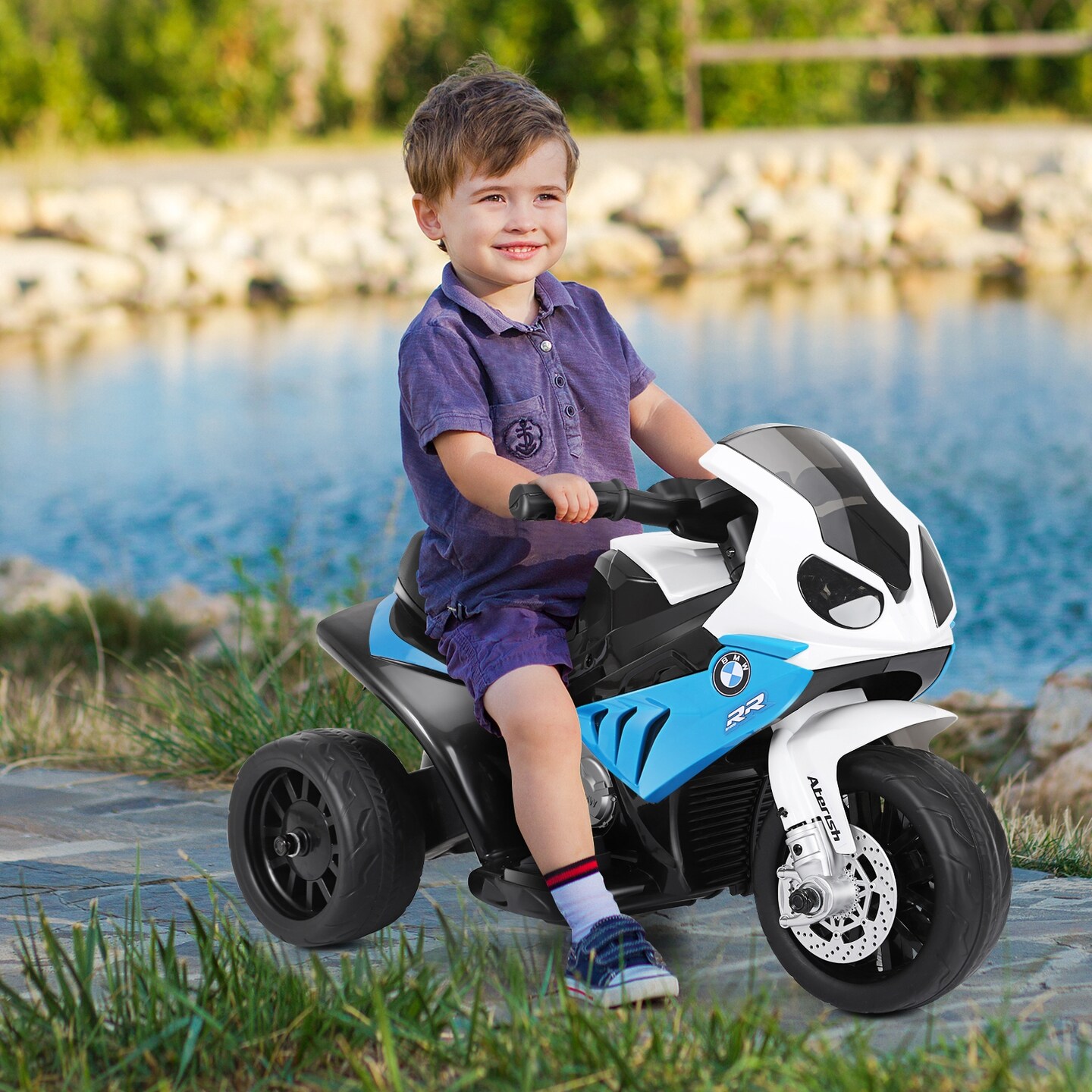 6V Kids 3 Wheels Riding Electric Motorcycle with Music and Headlights Perfect for Birthday or Christmas