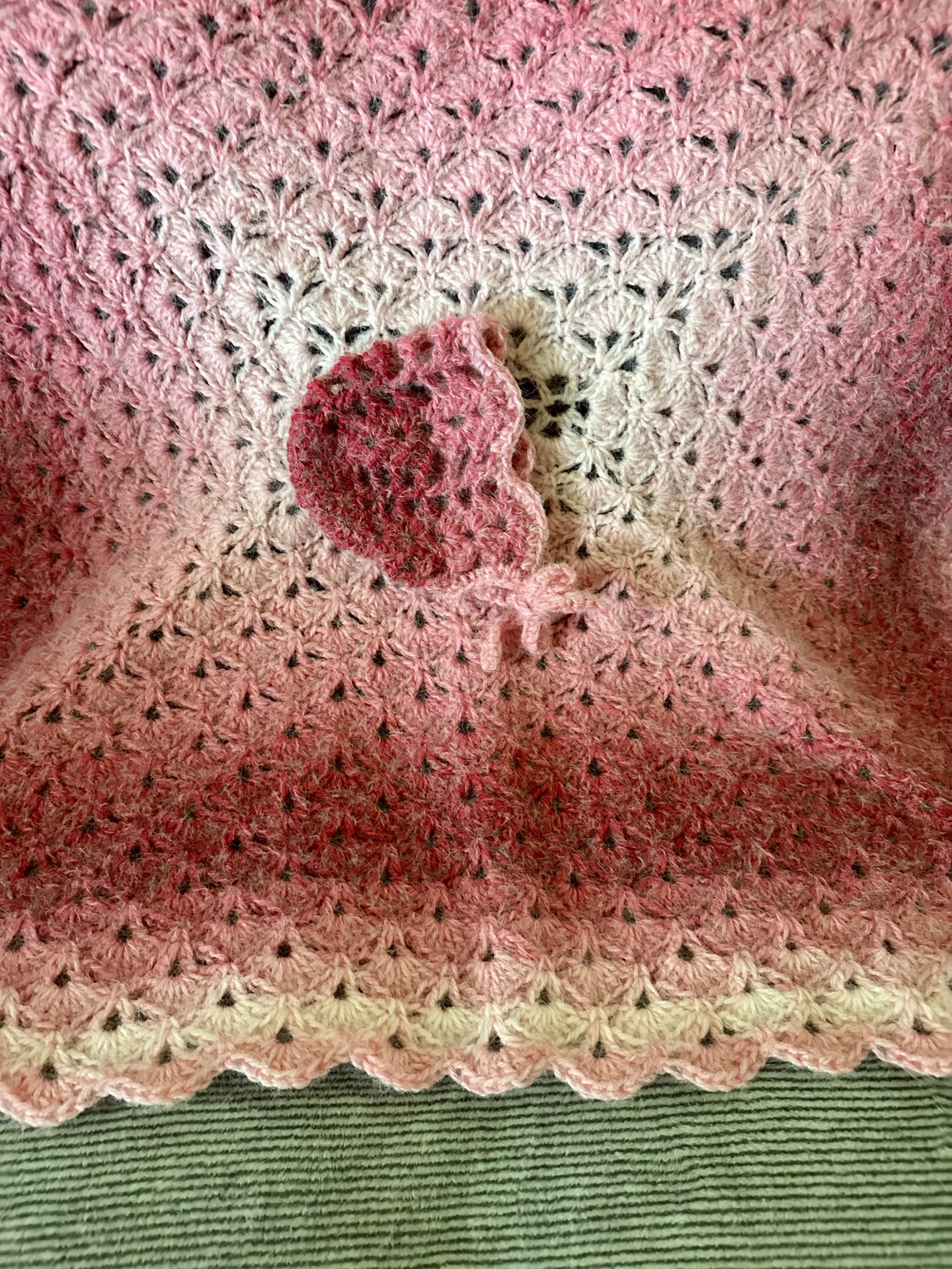 product name is Baby girl blanket set crochet - ready to ship!