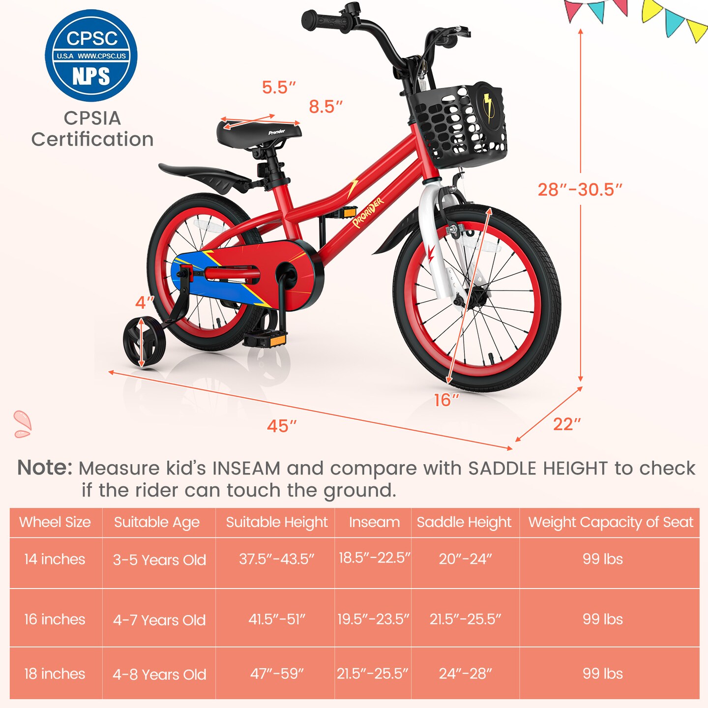 16 Inch Kid&#x27;s Bike with Removable Training Wheels