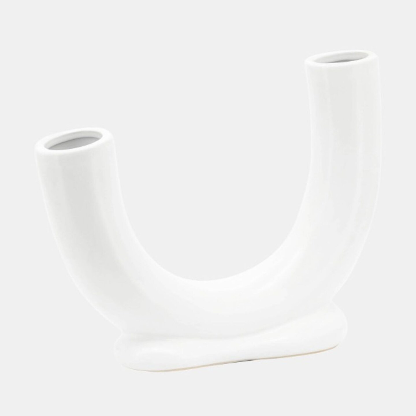 Kingston Living U Shaped Vase With Base - 10&#x22; - White