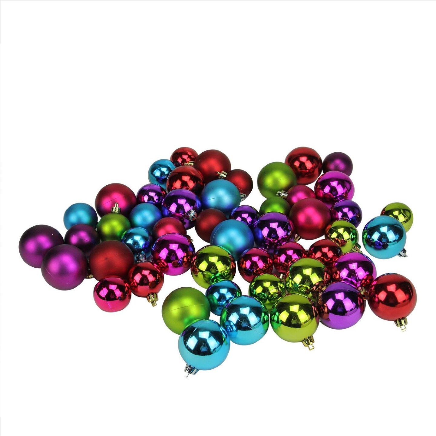Northlight 50ct Jewel Tone Multi Shatterproof 2-Finish Christmas Ball Ornaments 2&#x22; (50mm)
