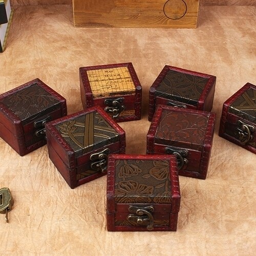 Ancient Wooden Bracelet Organizer Box - Jewelry Tray Holder for Long Brown  