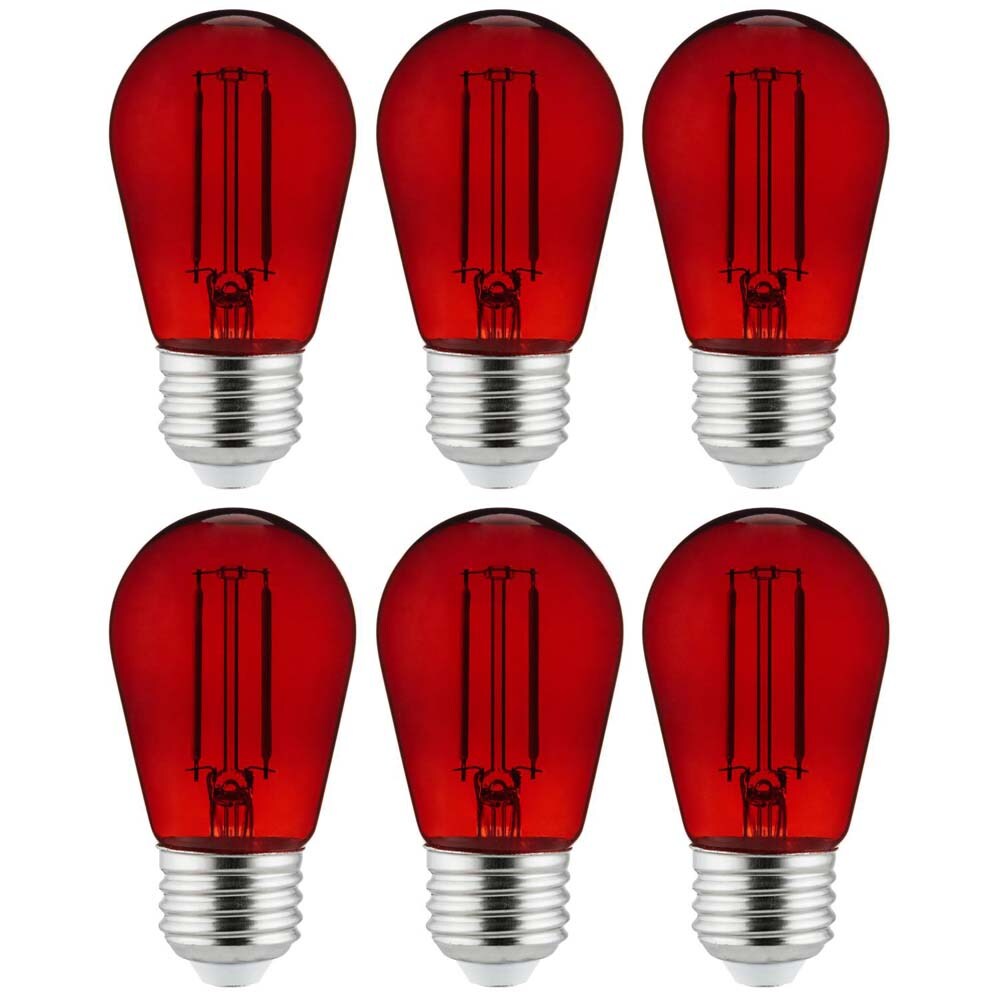 6Pk - 2 watts Red LED Filament S14 Sign Clear Dimmable Light Bulb