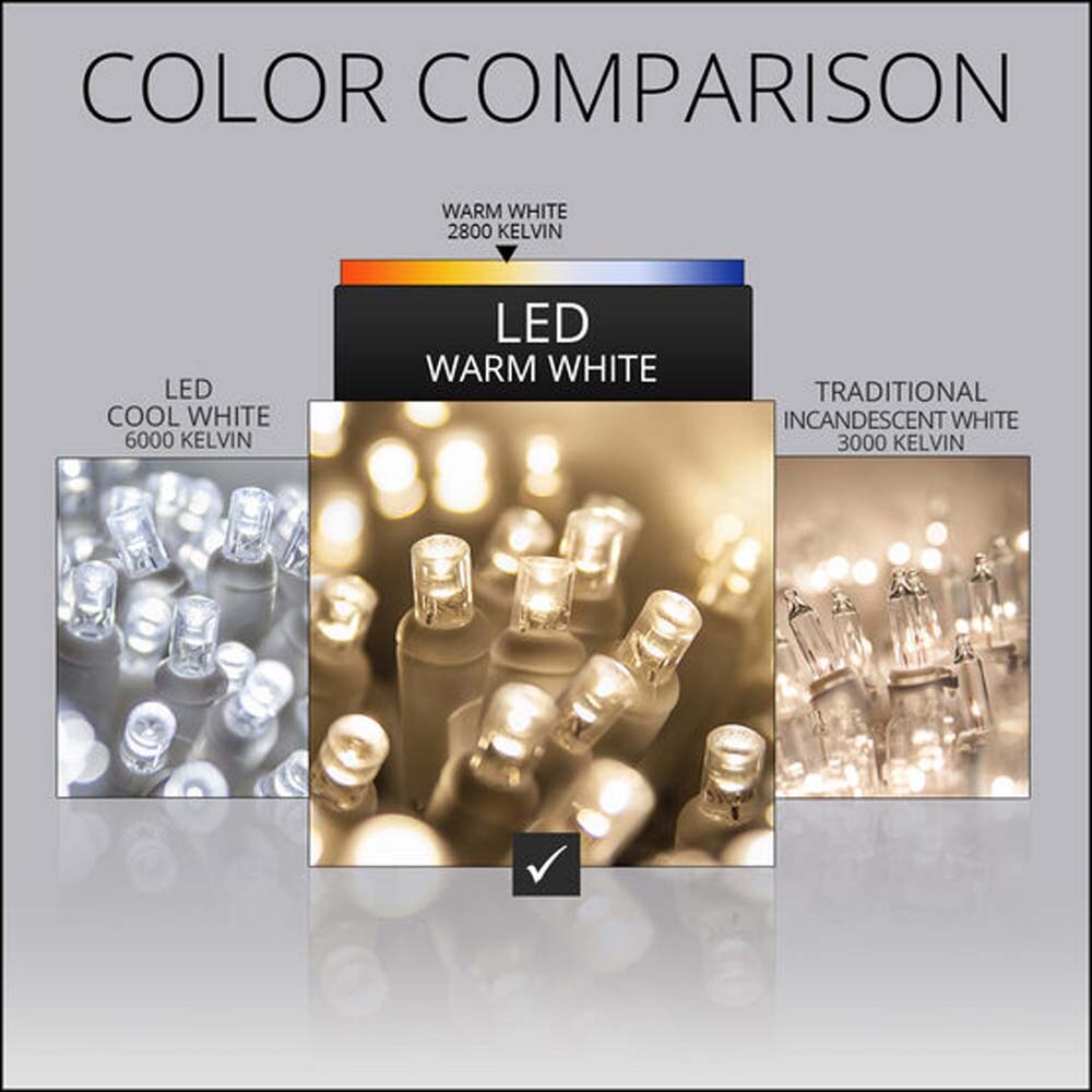70 Warm White 5mm LED Icicle Light Set with White Wire