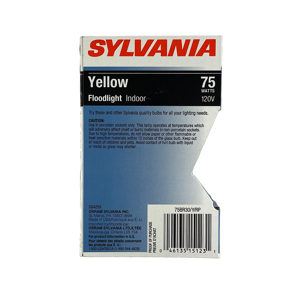 Sylvania 75W 120V Yellow BR30 Floodlight Incandescent Bulb
