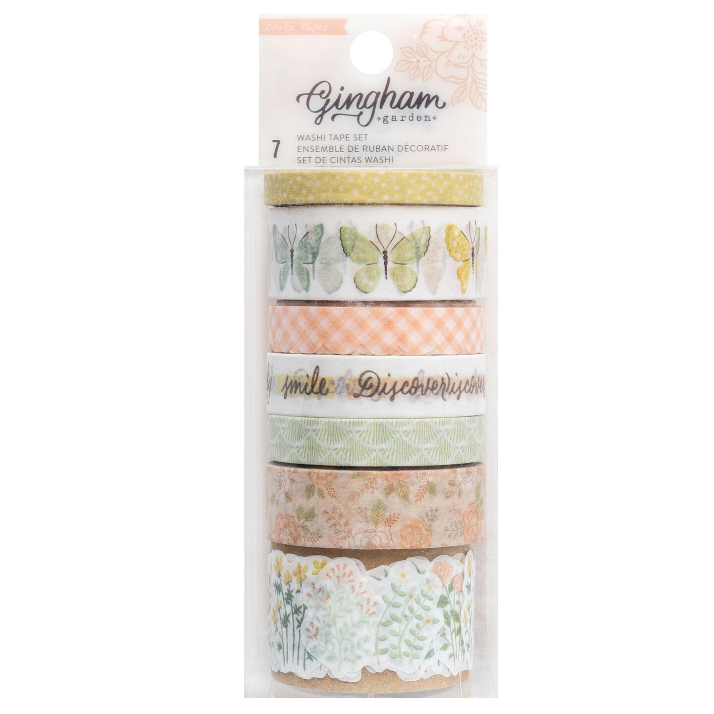 Crate Paper Washi Tape 7/Pkg-Gingham Garden