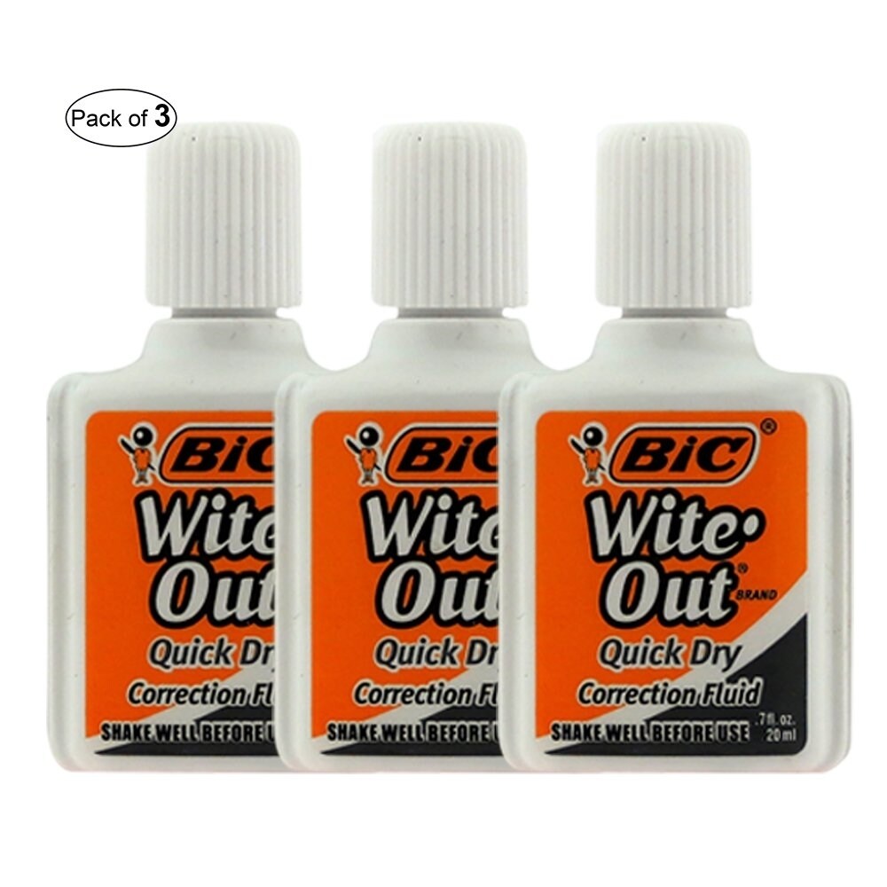 Wite-Out Quick Dry Correction Fluid, White, 3 Pack - 20 ml Bottle