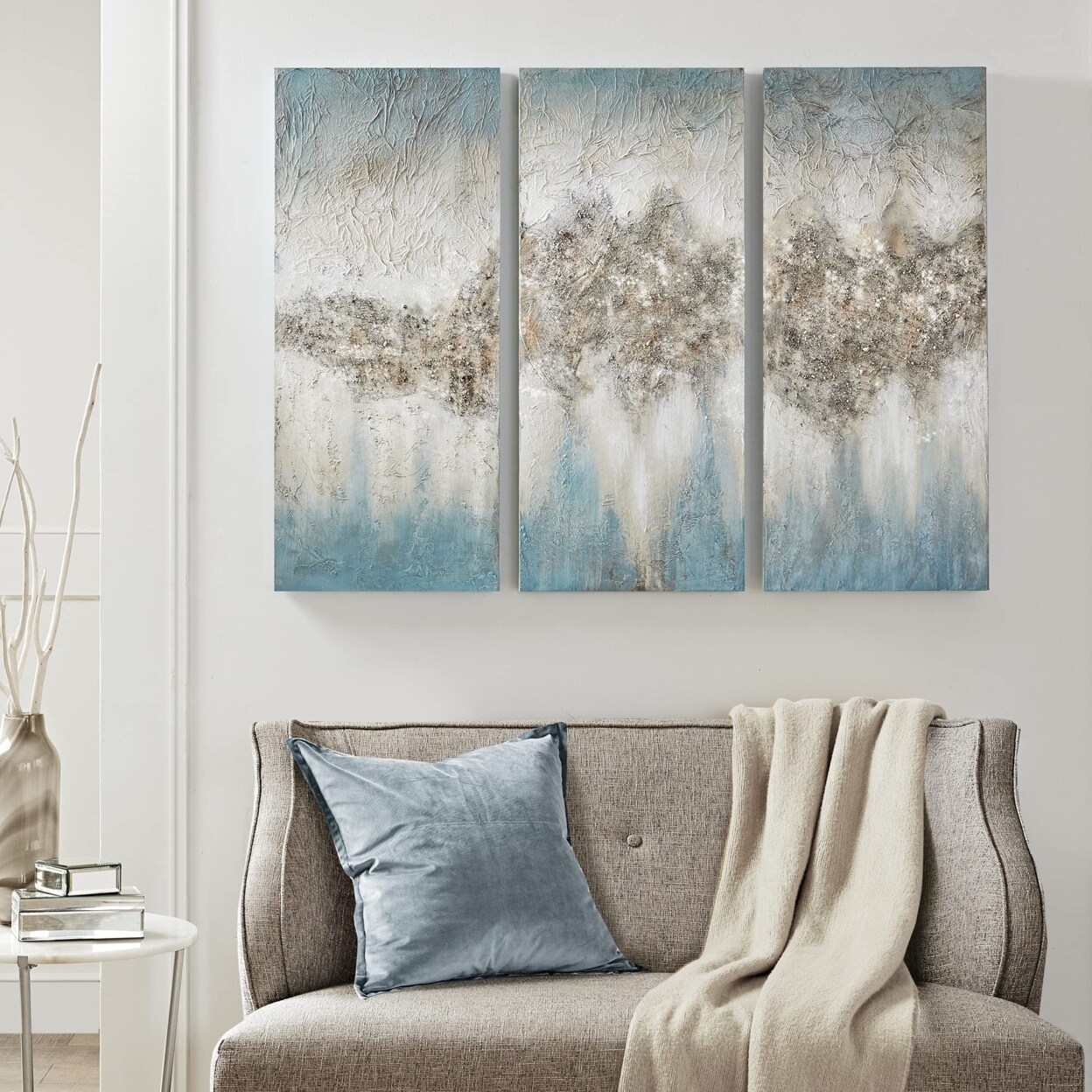 Madison Park   Luminous Hand Painted Canvas Blue See below