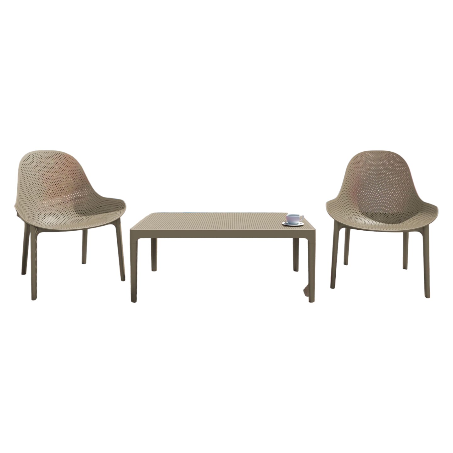 Luxury Commercial Living 3-Piece Taupe Brown Patio Lounge Set 39.5&#x22;