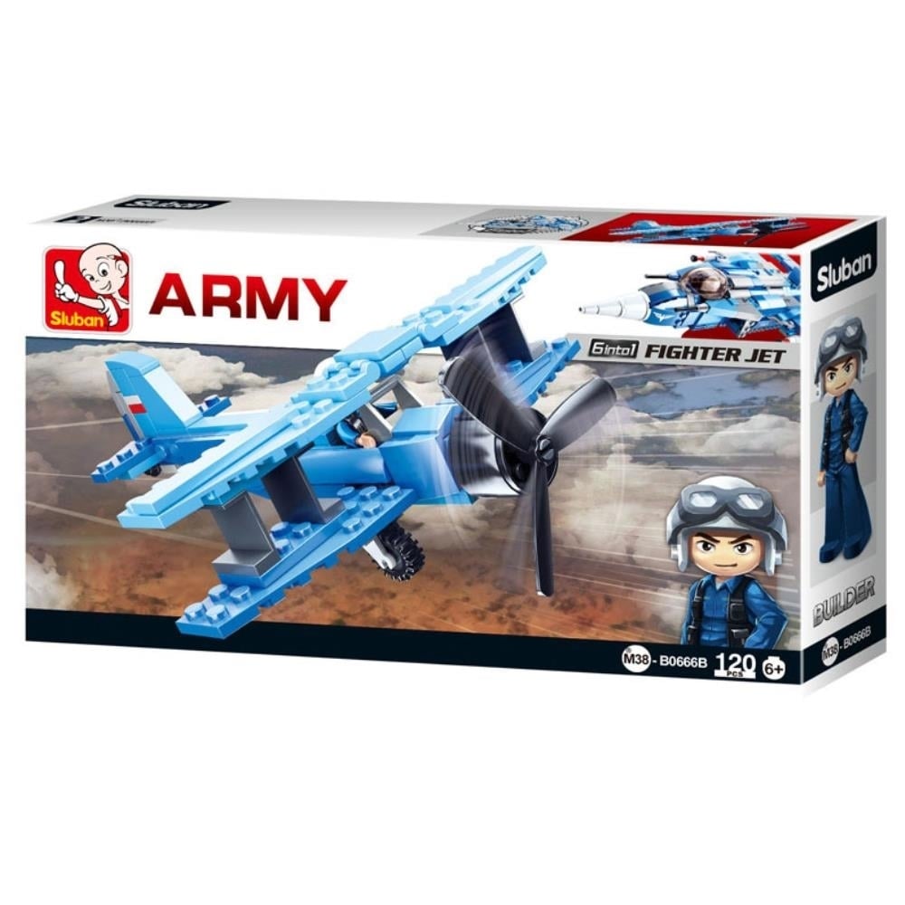 Slubankids Army Aircraft Fighter Jet Building Blocks 120 Pcs Set Building Toy Army Fighter Jet